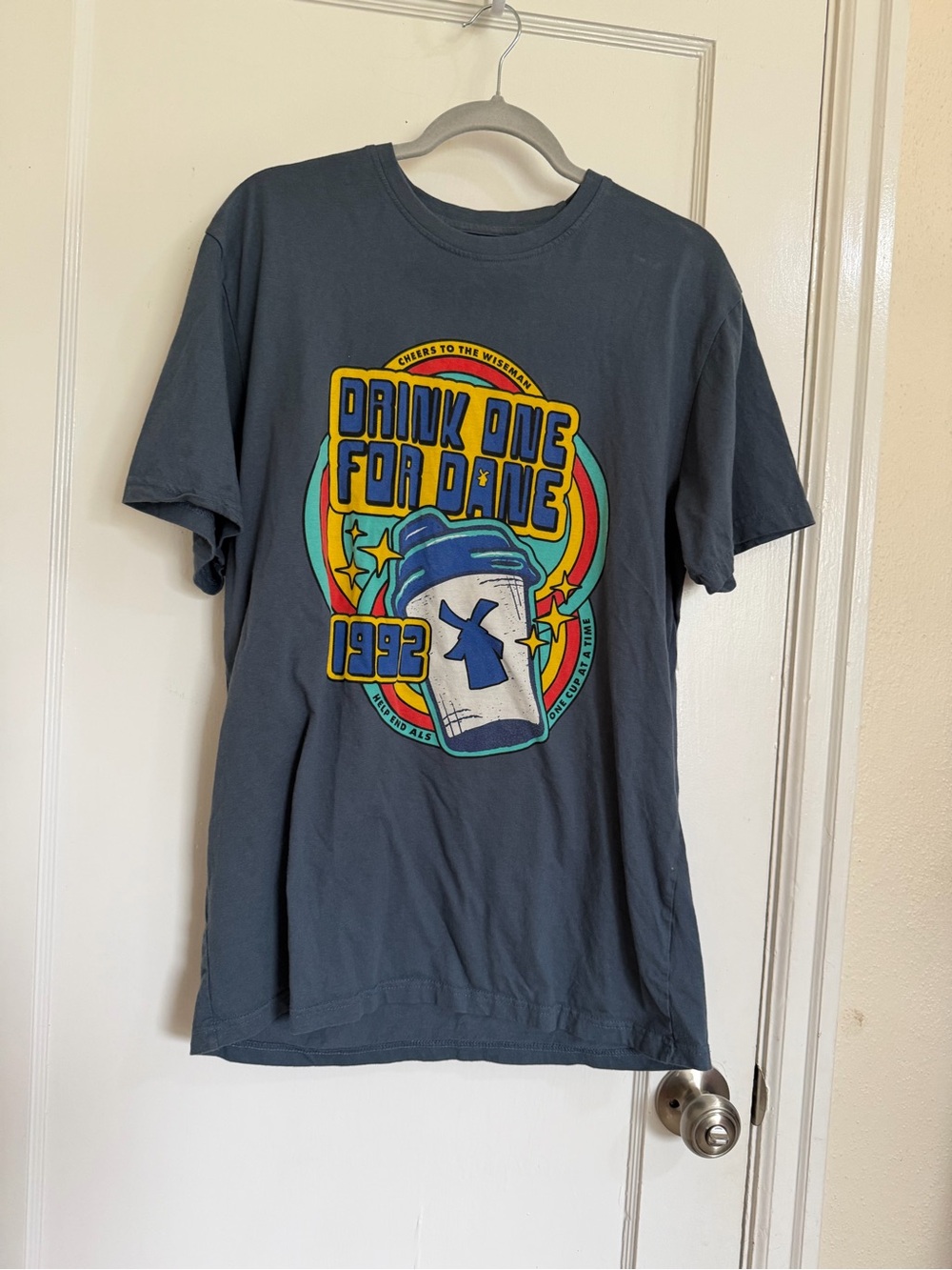 Dutch Bros Unisex Size Large Drink One For Dane 1993 Graphic Tee - Blue